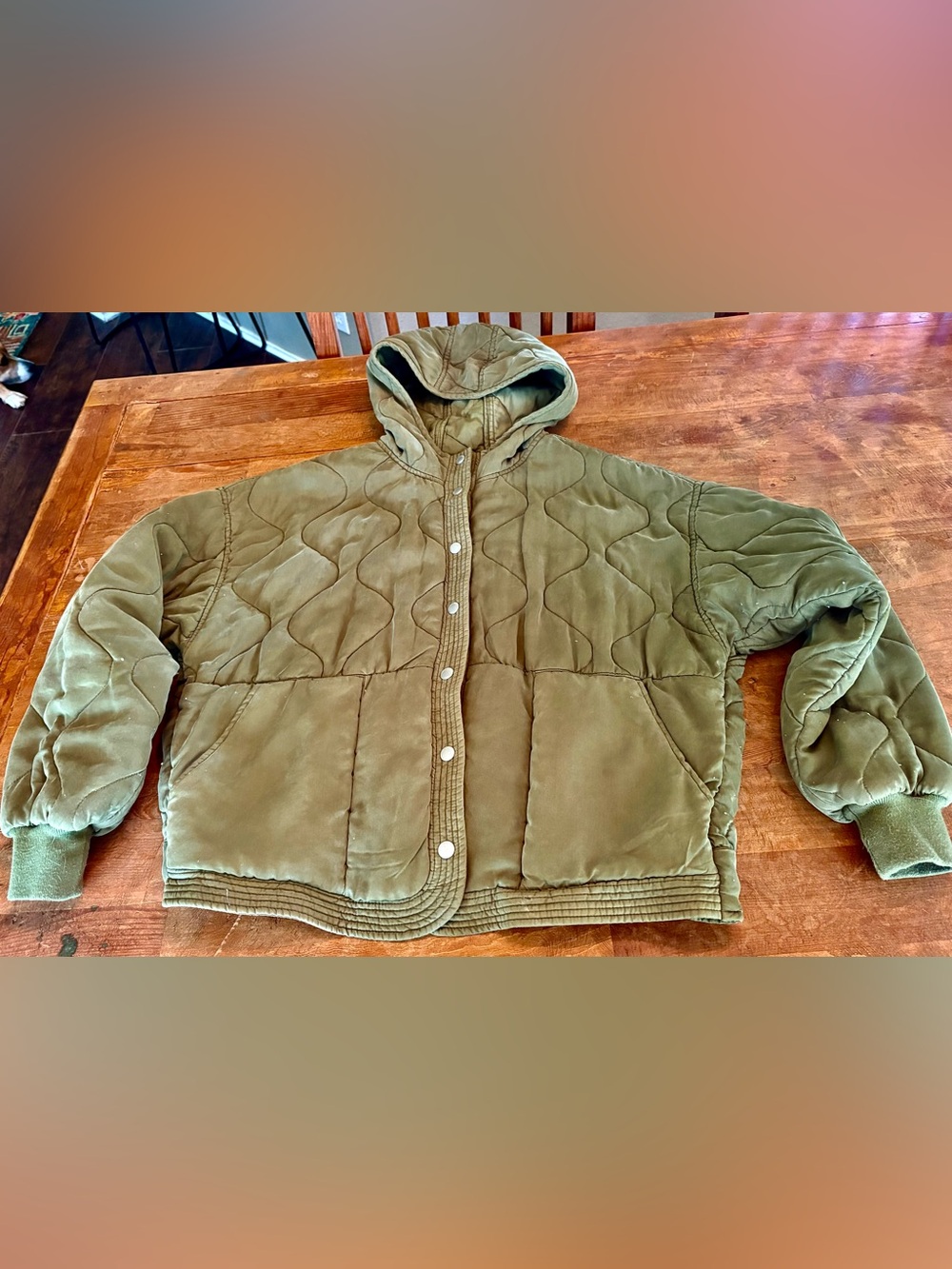 Blank NYC Olive Quilted Hooded Puffer Jacket